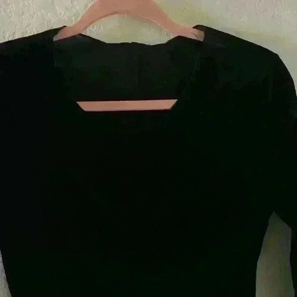 Free People IntimatelyFree Countdown Black Velvet Flocked Long-Sleeve Top Size M - Picture 4 of 8